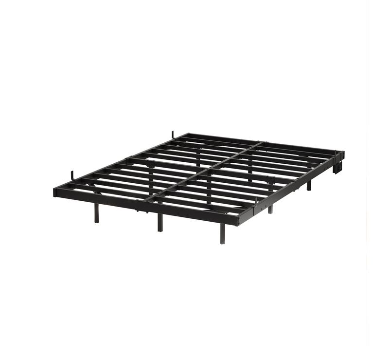 Lit Adulte 140x190 Cm Avec Éclairage LED Et Station De Charge, Métal Noir, Sommier à Lattes