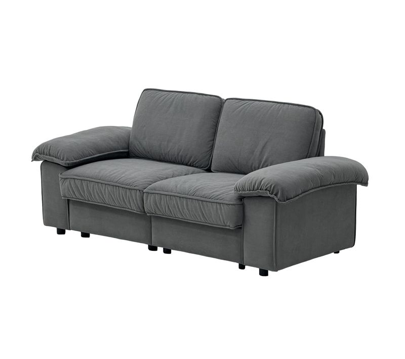 Canapé 2 Places 201 Cm Avec Coffre De Rangement En Tissu Gris, Structure En Bois