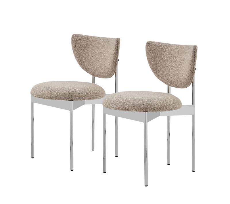 Lot De 2 Chaises De Salle à Manger 54x47x76 Cm, En Tissu Kaki Clair Et Métal