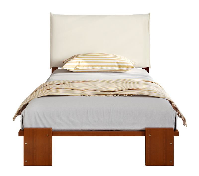 Lit Enfant 90x200 Cm En Bois Brun, Avec Sommier à Lattes Et Tête De Lit Douce