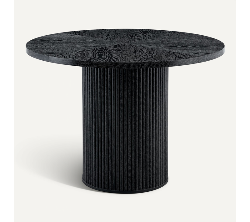 Table De Salle à Manger Ronde 100 Cm Pour 4 à 6 Personnes, Aspect Bois Noir