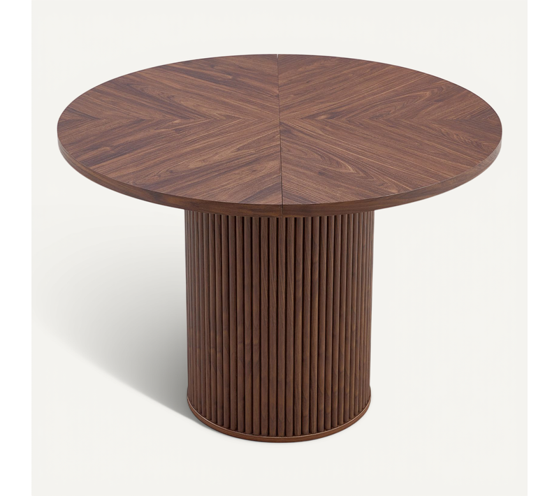 Table De Salle à Manger Ronde 100 Cm Pour 4 à 6 Personnes, Aspect Bois-foncé