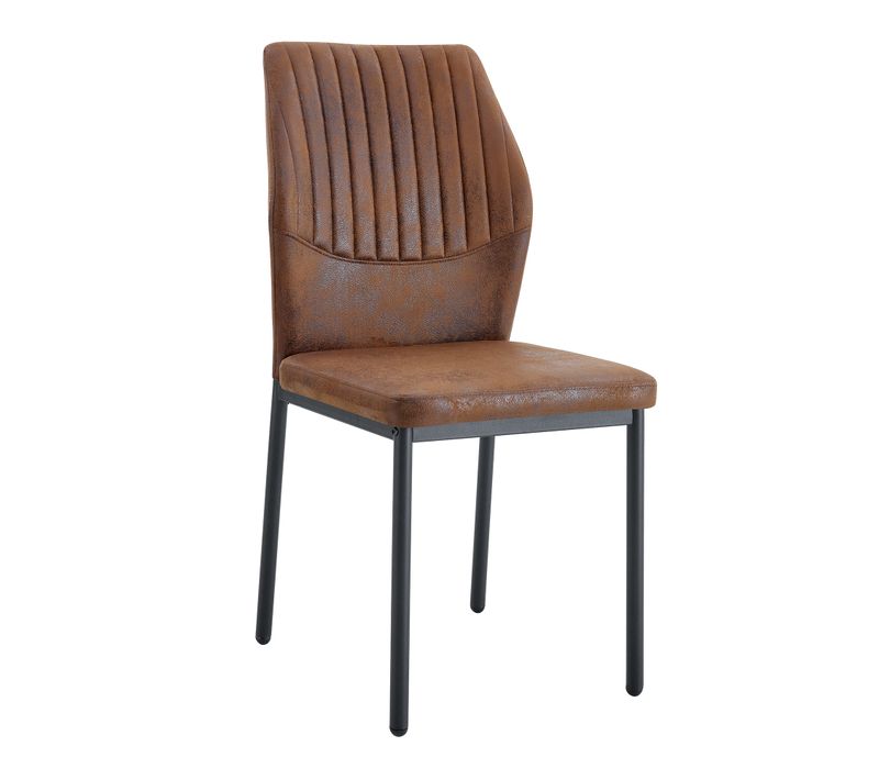 Lot De 4 Chaises De Salle à Manger 43x42.6x93 Cm Tissu Marron Et Métal Noir, Style Léger-luxe