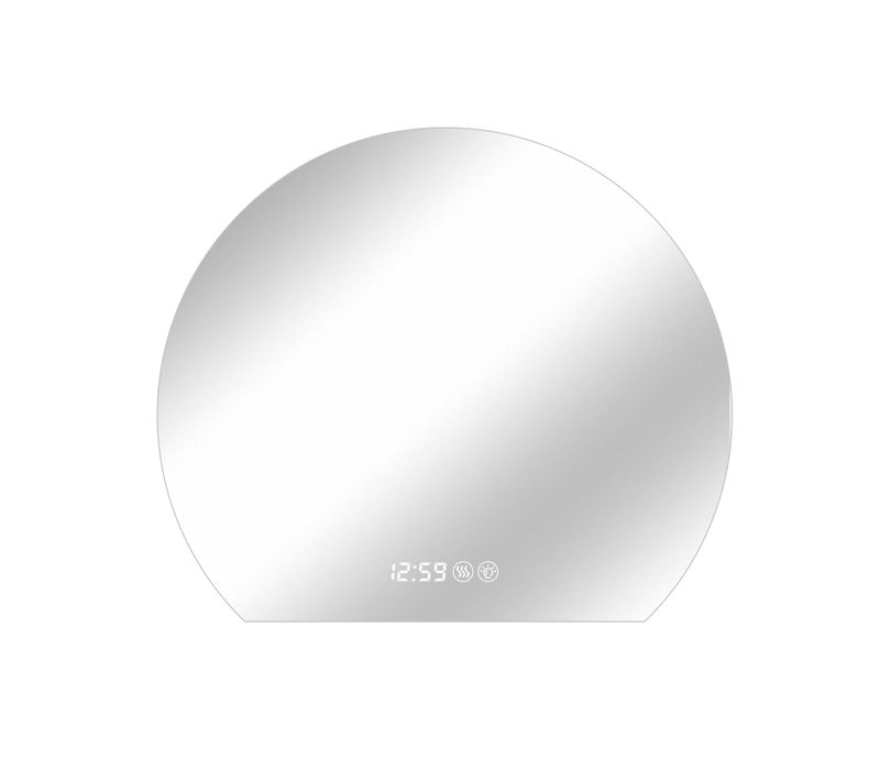 Miroir Salle De Bain Rond LED 80 Cm Argenté Verre Et Métal, Anti-buée
