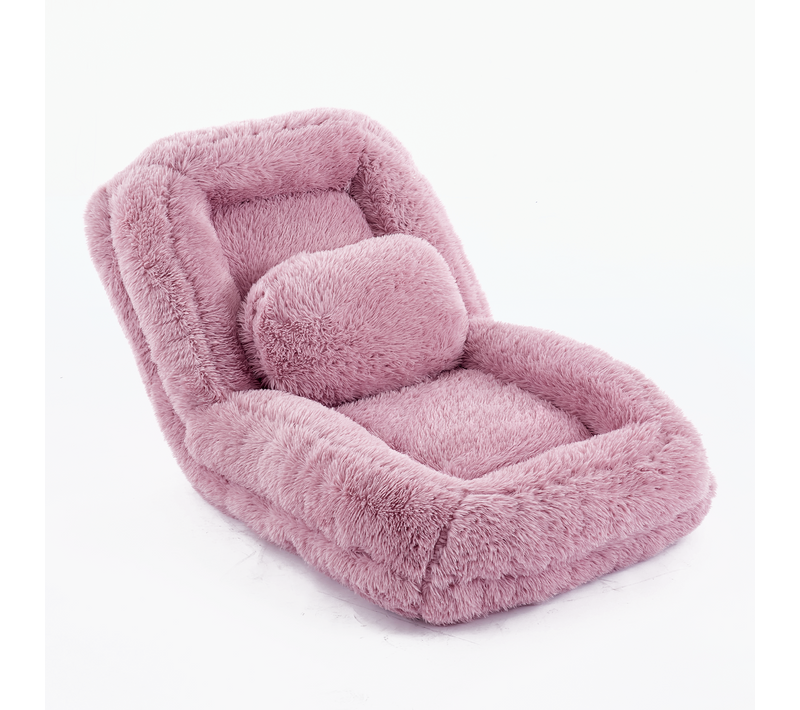 Fauteuil De Sol Convertible Réglable 5 Positions 102x89x88 Cm Tissu Polyester Rose