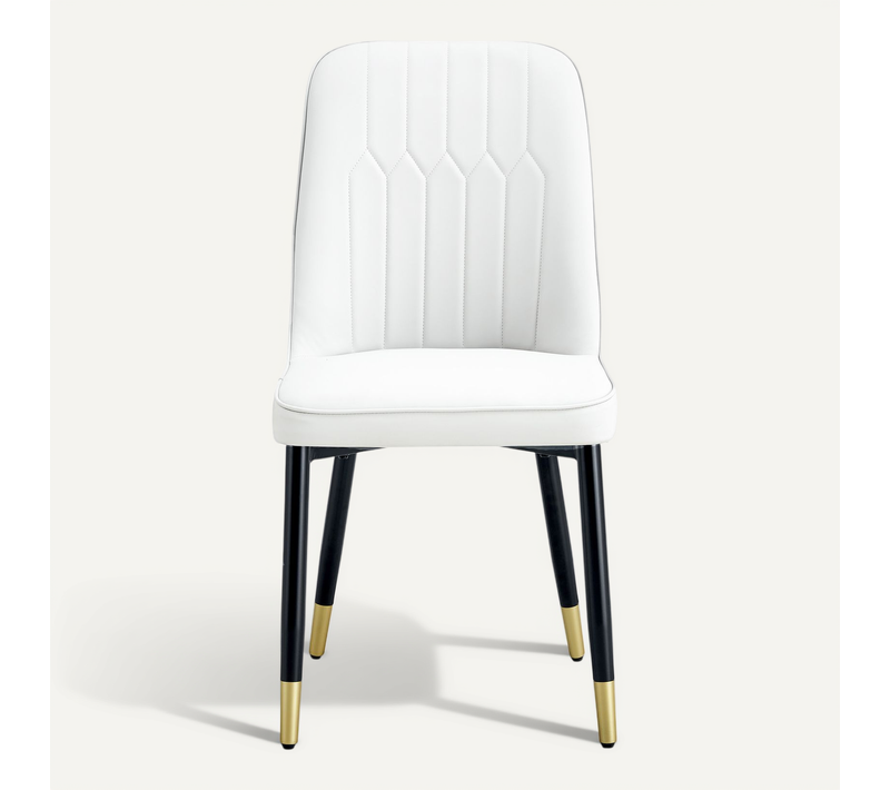 Lot De 2 Chaises De Salle à Manger En Pu Blanc Avec Pieds En Métal Noir