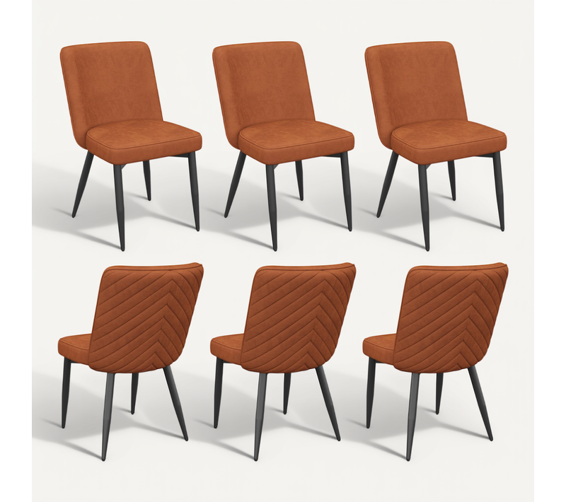 Lot De 6 Chaises De Salle à Manger Velours Rouille, Métal