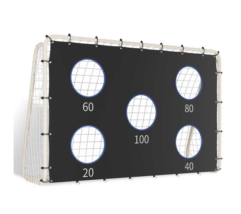 But De Football 2-en-1 240x170 Cm En Acier Blanc Avec Filet Et Cible De Tir