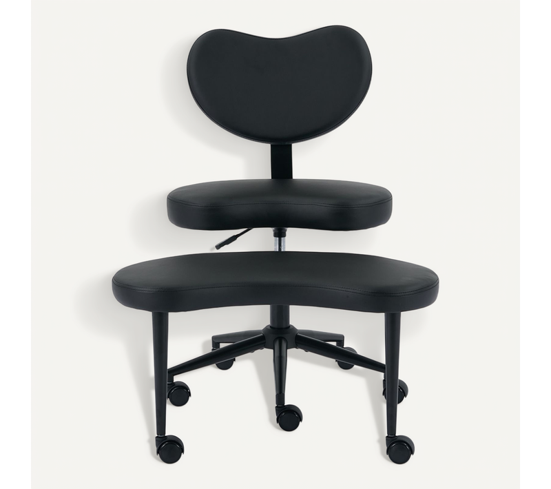 Chaise De Bureau Réglable Avec Repose-pieds Pivotant 360° Et Roulettes, Pu Noir