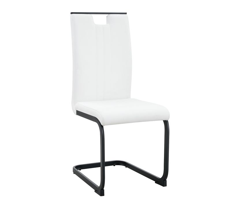 Lot De 2 Chaises De Salle à Manger Pu Blanche Design Arqué Et Cadre En Métal Noir
