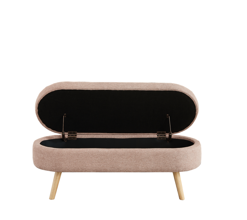 Banquette De Rangement 110 Cm En Velours Rose, Pour Chambre Et Entrée