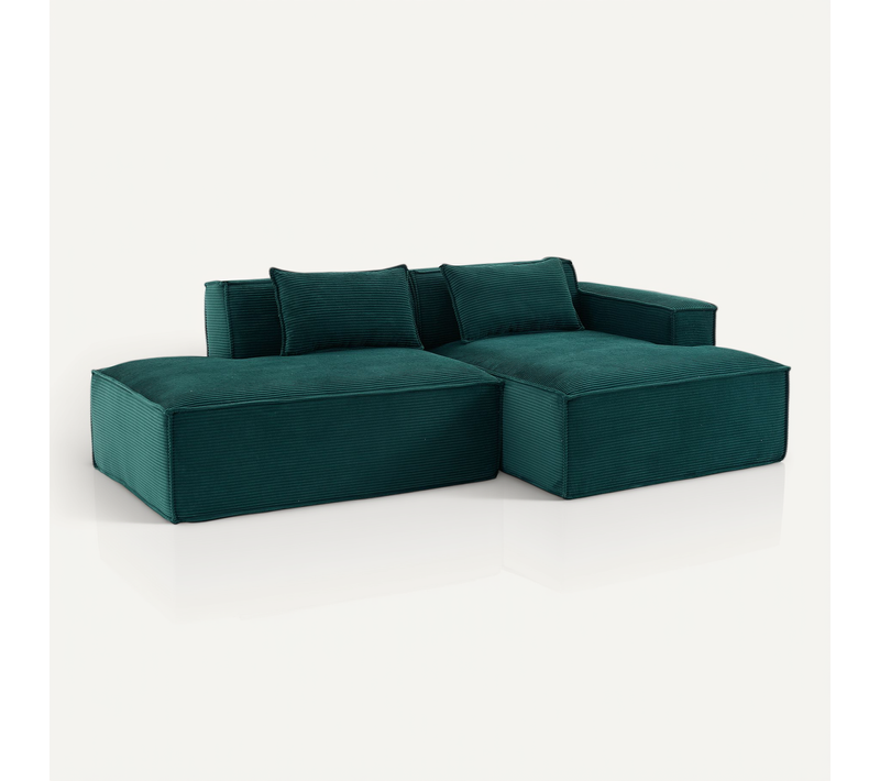 Canapé D’angle 2 Places 233x129x70 Cm Vert Rétro Avec 2 Coussins, Design Simple