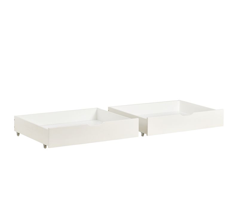 2 Tiroirs Sous Lit, Coffre Rangement Roulettes, Espace Supplémentaire, Mdf Blanc 93x67x20 Cm