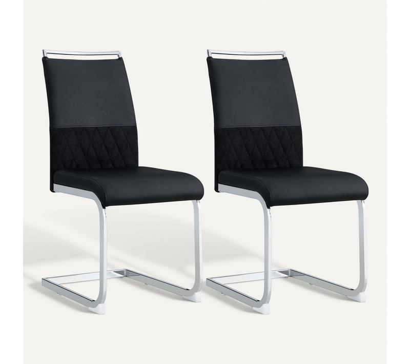 Chaise - Chaise De Salle à Manger Avec Assise Rembourrée Et Dossier à Rayures, Pu Et Lin, Noir
