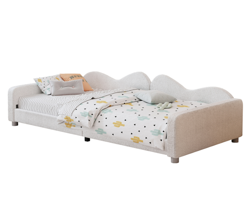 Lit Enfant 90x200 Cm - Lit Simple Rembourré Avec Cadre Canapé-lit - Mdf + Velours - Blanc
