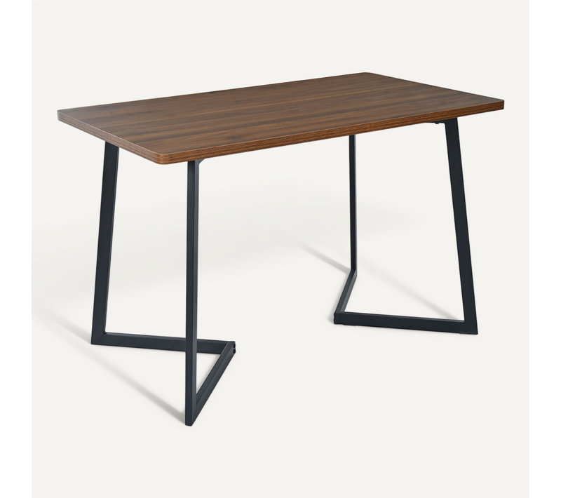 Table à Manger Rectangulaire Avec Plateau Bois Et Pieds Métal, 117 X 68 X 75 Cm – Marron/noir