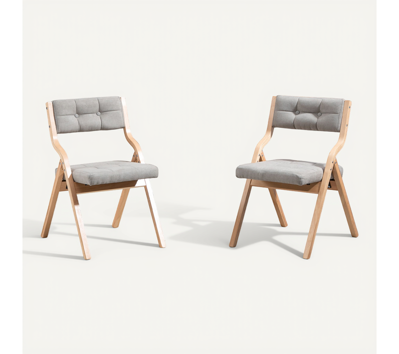 Lot De 2 Chaises De Salle à Manger Pliantes Avec Assise Rembourrée En Bois Gris