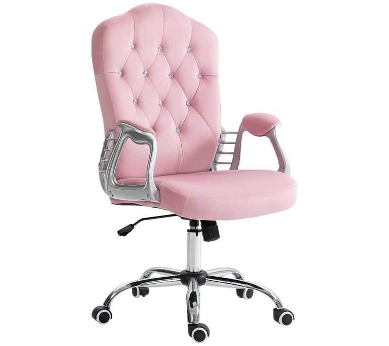 Fauteuil De Bureau Ergonomique Réglable Et Inclinable, Confortable Pour Travail - Velours Rose