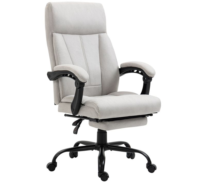 Fauteuil De Bureau Ergonomique Relax Avec Repose-pieds, Chauffante, Inclinable Et Pivotante - Gris