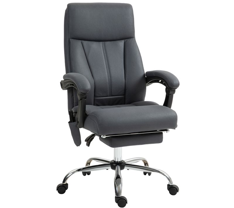 Fauteuil De Bureau Massant Et Inclinable Avec Dossier Relax, Confortable - Microfibre Gris