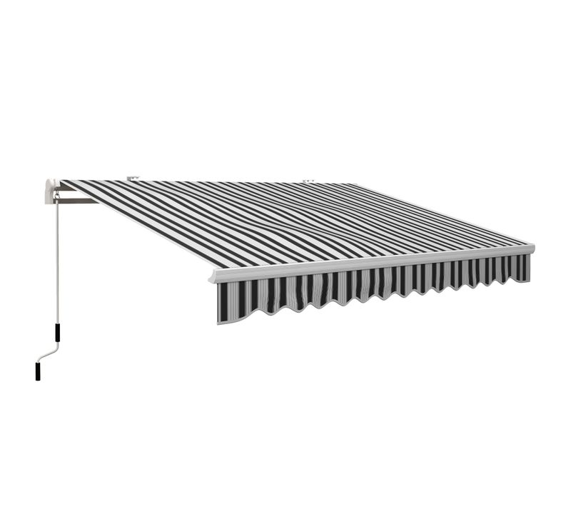 Store Banne Manuel Rétractable Avec Manivelle Pour Fenêtre Porte Et Terrasse En Aluminium Blanc