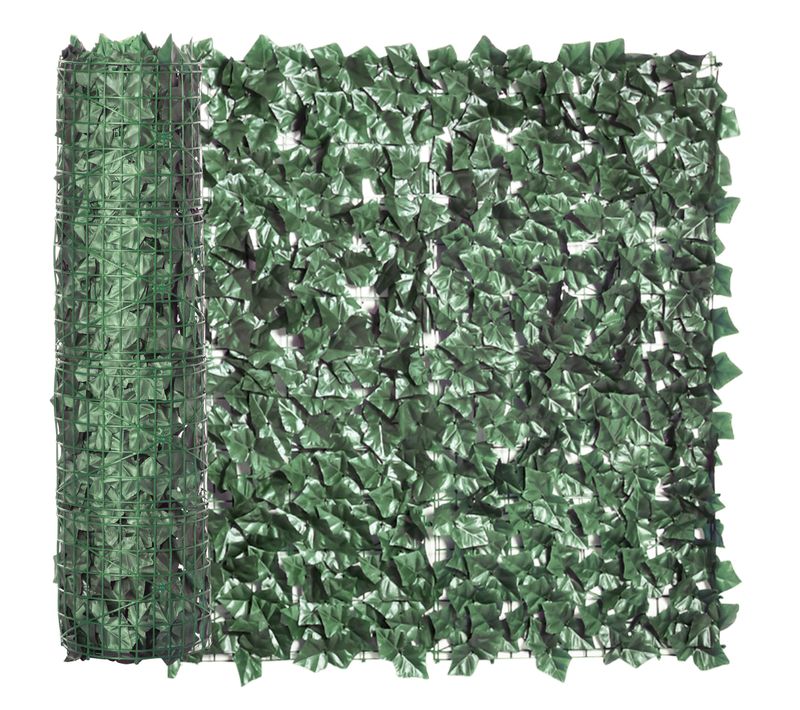 Mur Végétal Artificiel Occultant Balcon Terrasse Clôture Plastique Vert Foncé