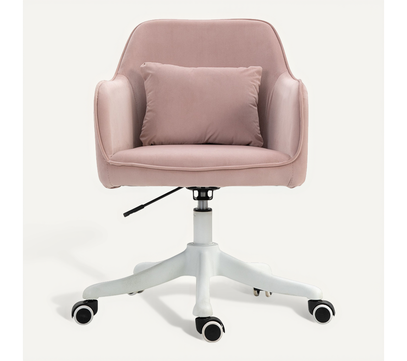 Fauteuil De Bureau Massant Ergonomique Réglable Avec Accoudoirs, Velours - Rose