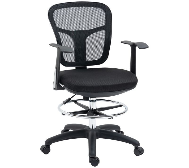 Fauteuil De Bureau Ergonomique Avec Repose-pieds Réglable, Assise Maille Respirante - Noir