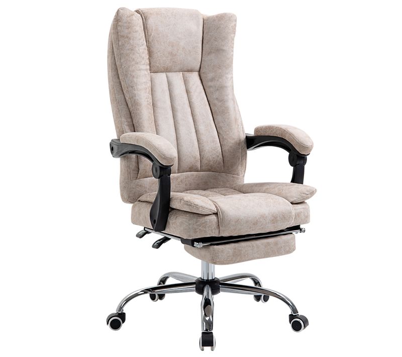 Fauteuil De Bureau Ergonomique - Chaise Inclinable Avec Repose-pieds, Microfibre Douce, Beige
