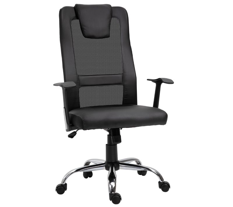 Fauteuil De Bureau Pivotant, Bascule Et Réglage De Hauteur, Robuste 120 kg - Similicuir Noir