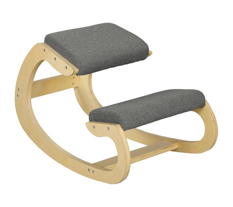 Fauteuil De Bureau Ergonomique - Chaise à Genoux Pour Posture Correcte Avec Basculante En Bois Gris