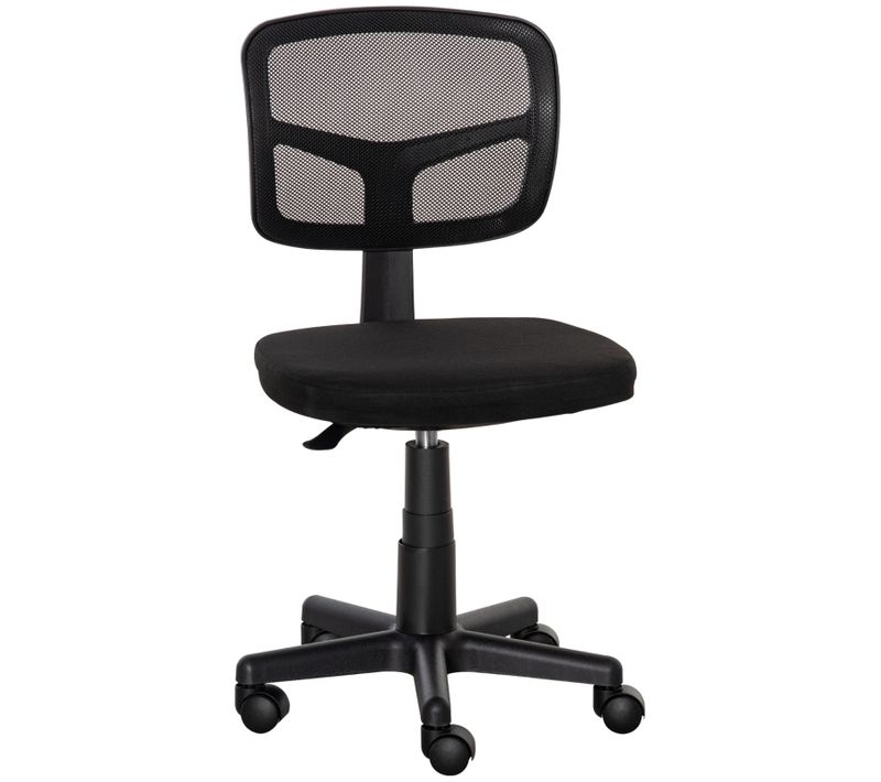 Chaise De Bureau Ergonomique Sans Accoudoirs - Réglable En Hauteur, Assise Confortable, Tissu Noir