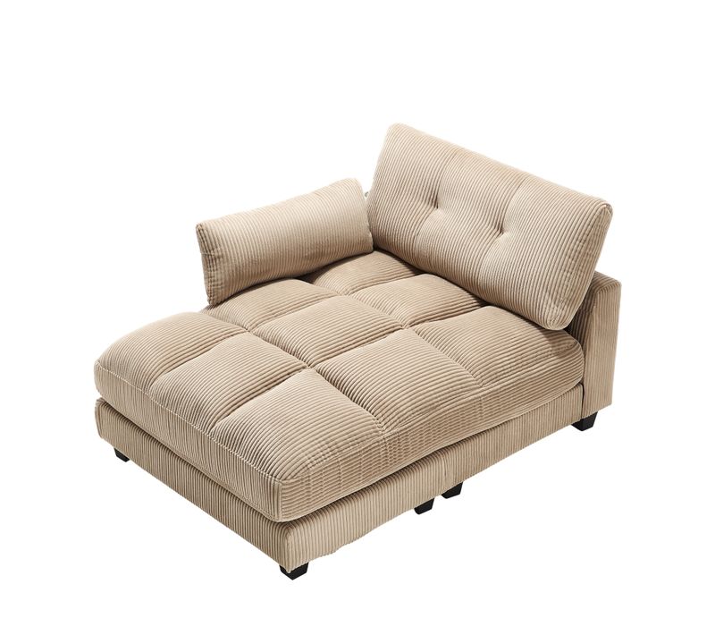 Méridienne Relax, Appui-tête Réglable, Poches Latérales, Ports USB, Mousse épaisse, Velours Kaki