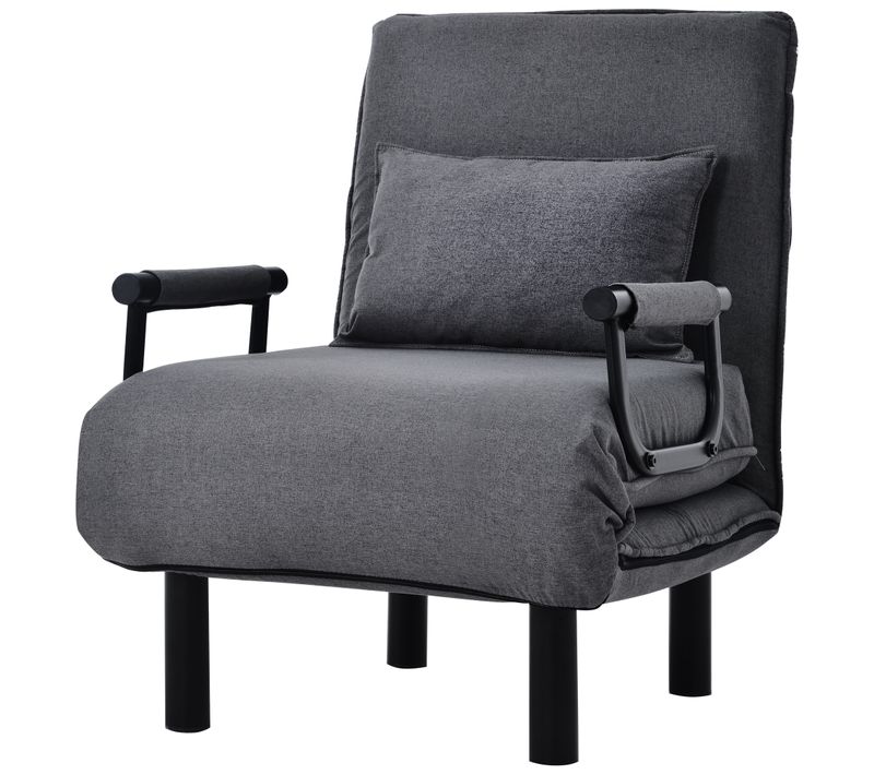 Fauteuil Pliant - Chaise Relax Avec Accoudoirs Et Dossier Confortable, Lin Gris, 66 X 56 X 83 Cm