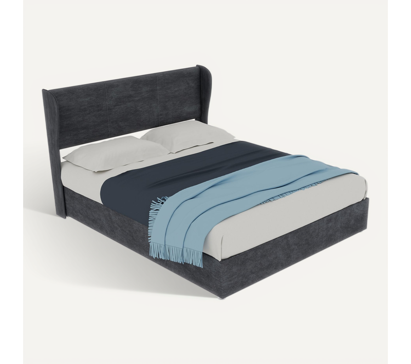 Lit Coffre 140x200 Cm - Lit Double Avec Tête Confort Et Rangement Hydraulique, Velours Gris