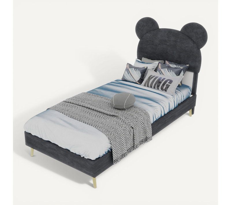 Lit Enfant Simple 90x200 Cm, Barrière Sécurité, Décor étoiles/lune, Sommier Non Inclus, Bois Blanc