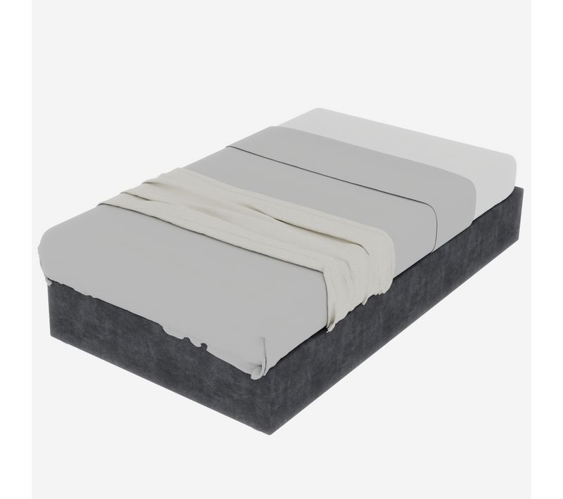 Lit Coffre 90x200 Cm Enfant Avec Vérin Hydraulique Et Rangement, Velours Beige