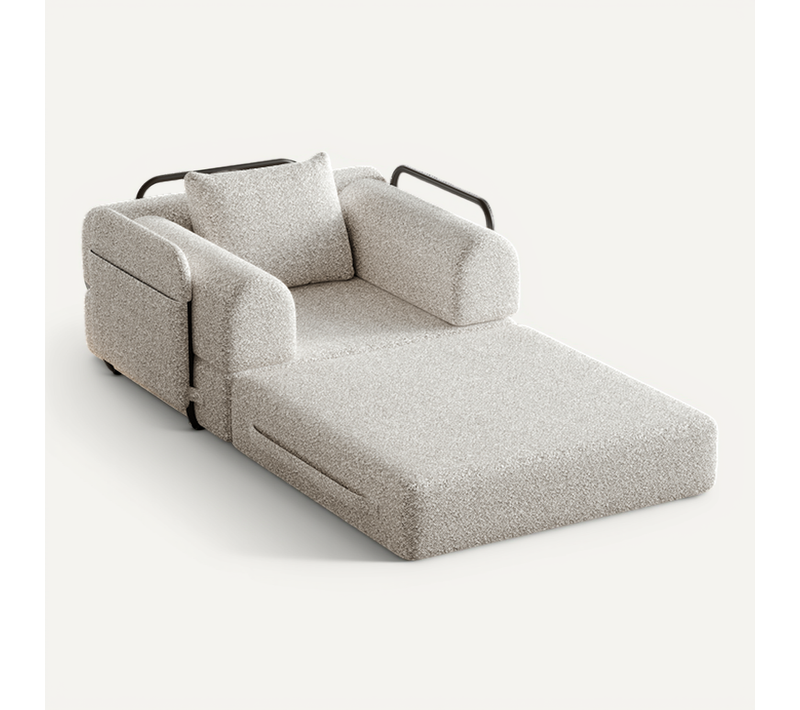 Fauteuil Convertible 2 En 1 Avec Rangement Dans L'accoudoir En Chenille Kaki