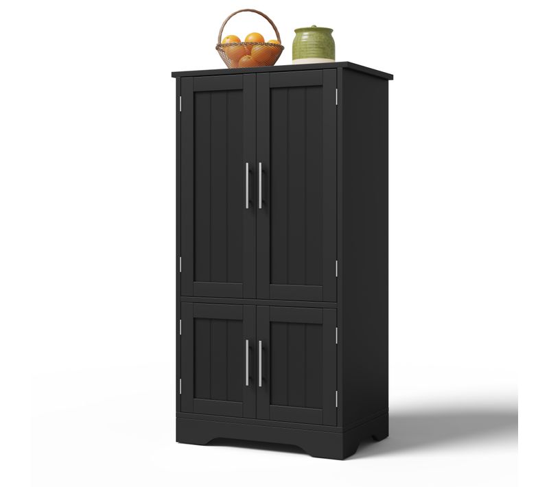 Buffet 120×60×40 Cm Avec LED - 4 Portes Avec Étagères Réglables, Meuble De Rangement En Mdf, Noir