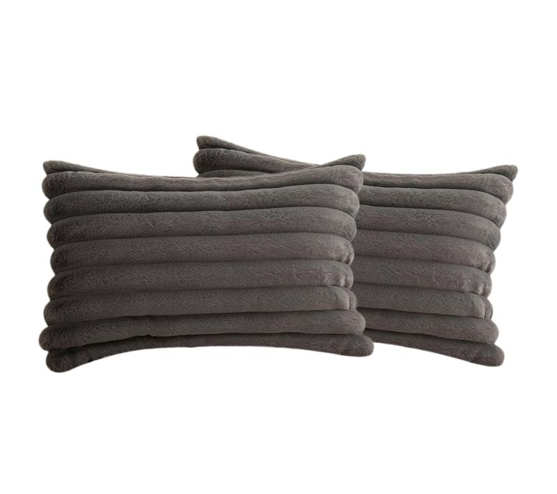 Taies D’oreiller Set 2 Housse De Coussin Velours Douce Confort Canapé 30x50 Cm Gris