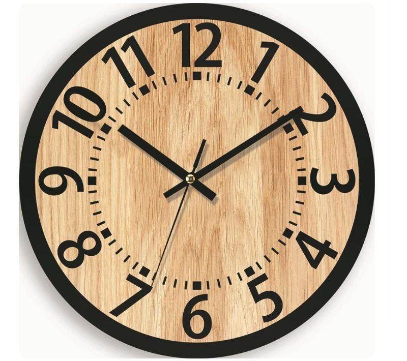 Horloge Murale 34 cm Effet Bois - Silencieuse, Minimaliste Et Décorative Pour Salon Et Bureau