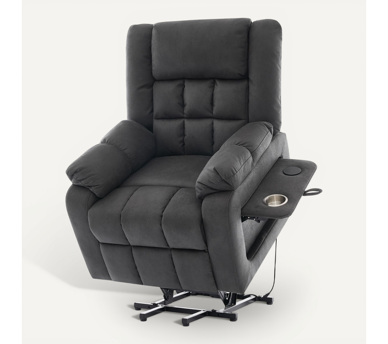 Fauteuil Relax électrique Releveur, Repose-pieds Intégré, Massant Et Chauffant Pour Adulte, Gris