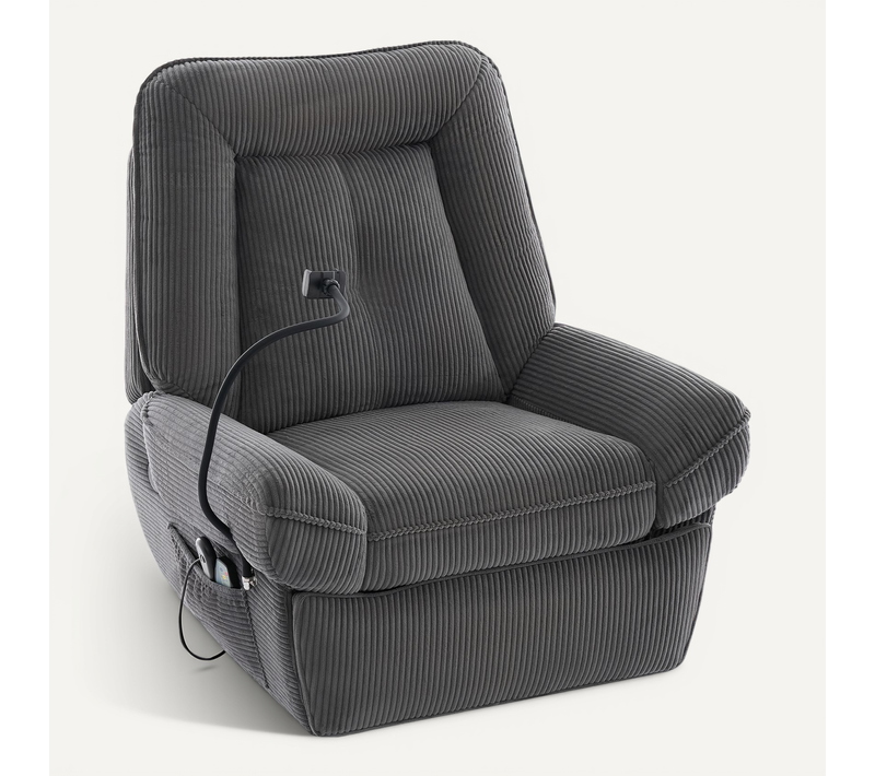 Fauteuil Relax électrique, Fonction Massage Et Chauffage, Pivotant 360°, Ergonomique, Corduroy Gris