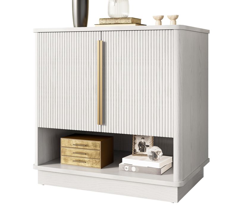 Meuble à Chaussures Entrée, Rangement Ouvert Et Double Porte, Style Contemporain, Mdf, Blanc/bois