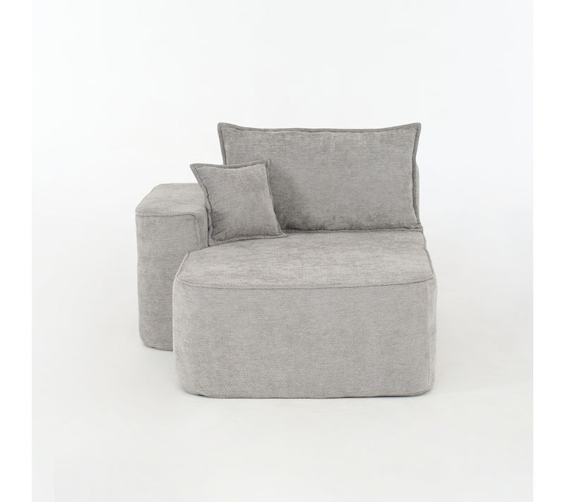 Méridienne Avec Coussin Et Poche Latérale, Sans Montage, Confort Moelleux, En Chenille Gris