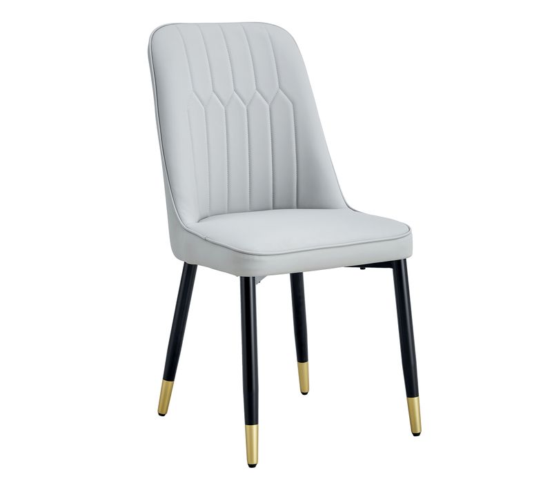 Chaise De Salle à Manger Lot De 2, Confortable, Dossier Pu, Moderne, Pieds Métal, Gris Clair