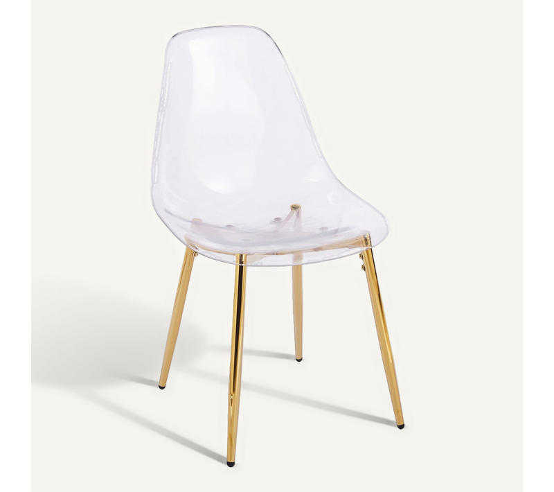 Chaise De Salle à Manger Avec Design Transparent Et Pieds Amovibles En Abs Et Métal Doré