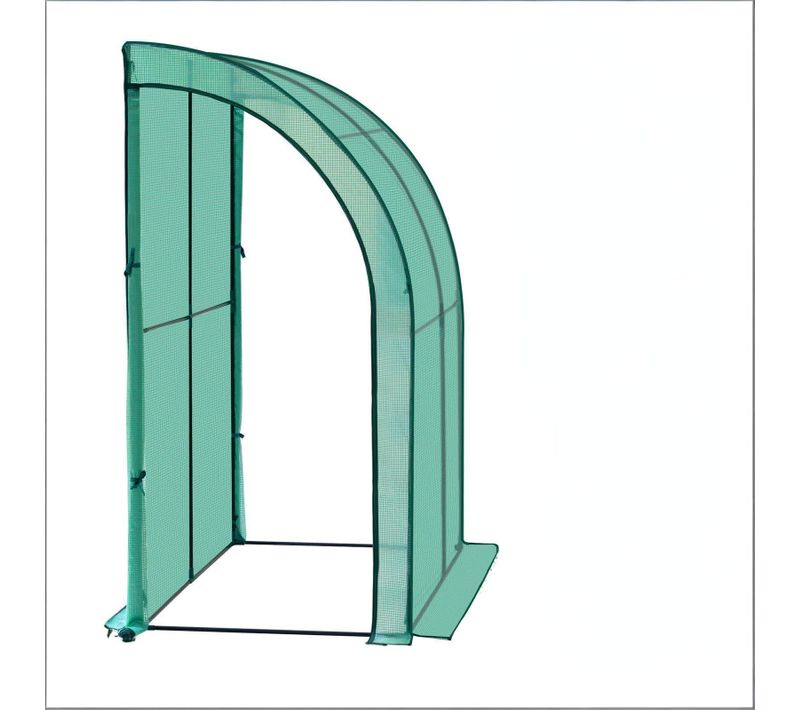 Serre Tunnel Adossée 2 Portes Toit Semi Voûté Métal Pe Vert