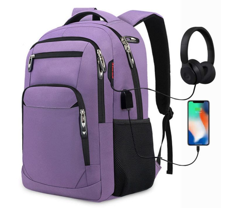 Sac à Dos Ordinateur Homme USB Ventilation Arrière Ergonomique Oxford Violet 33×45,72×20,3 Cm
