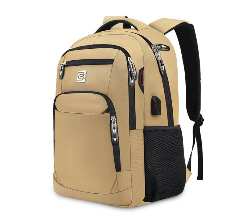 Sac à Dos Ordinateur 17,3" Business Imperméable USB Multiples Poches Daypack Kaki